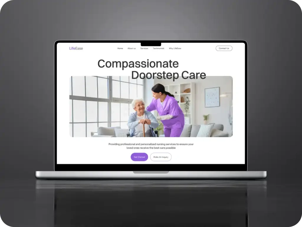 Nursing Care Landing Page Design Fluxcore agency
