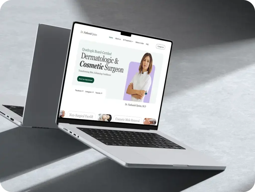 Home 14 professional dermatology clinic landing page Fluxcore agency